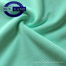 tricot de trame 100 tissu en maille sinle de trou d&#39;oeillet en polyester pour les vêtements de sport